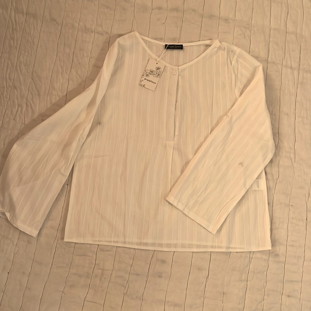 White button front peasant blouse